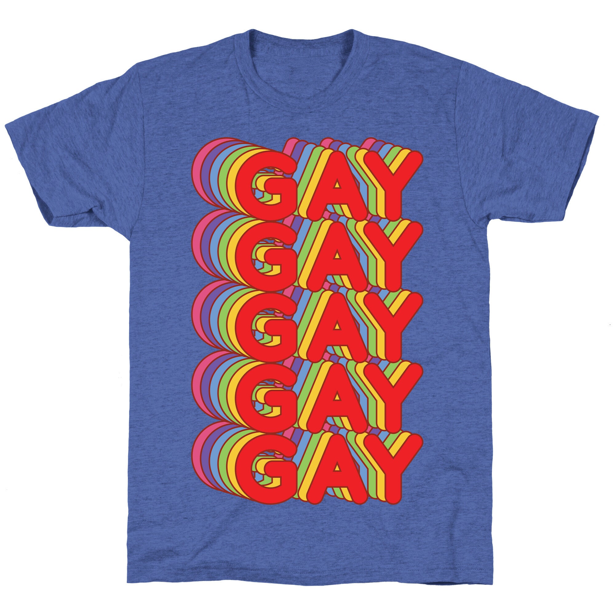 Gay Retro Rainbow Unisex Triblend Tee